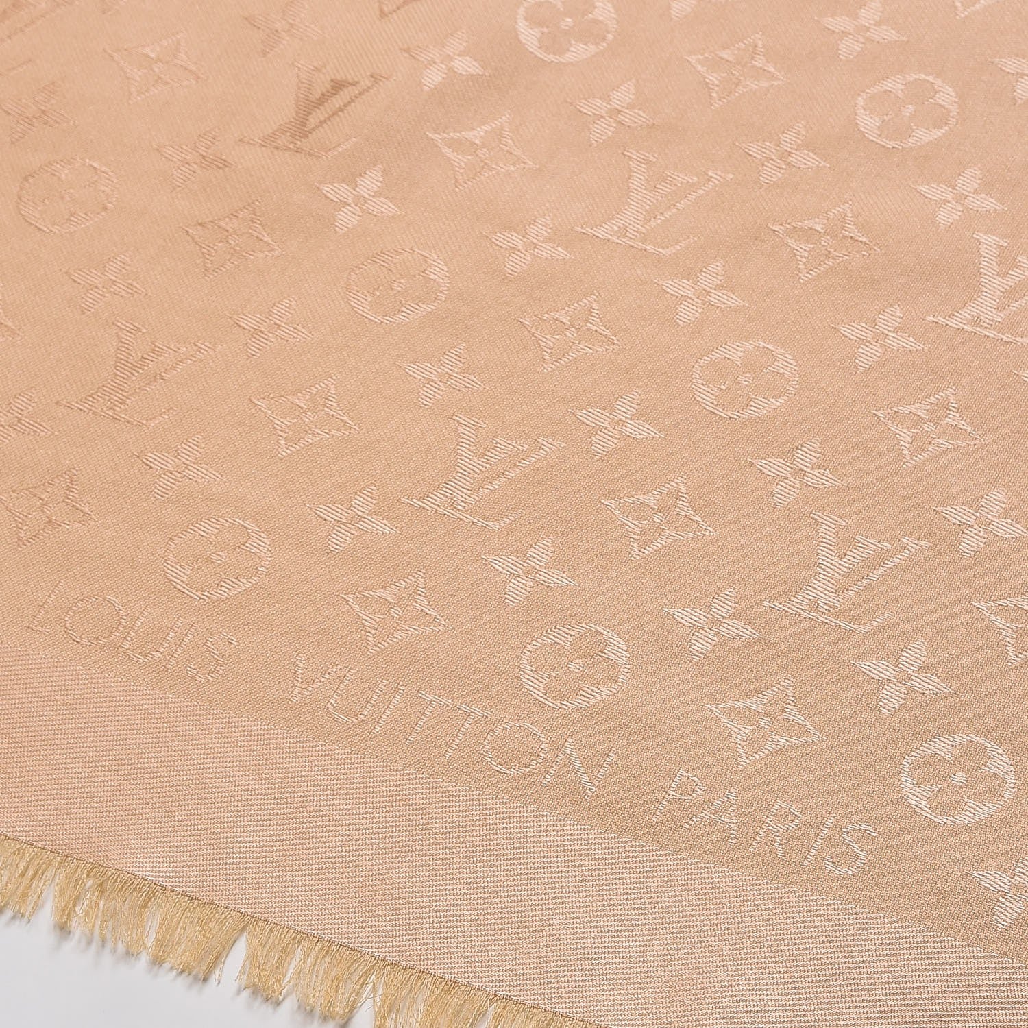 Louis Vuitton Silk Wool Monogram Shawl Gold 4 of 5