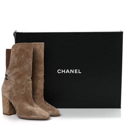 Chanel Suede Calfskin Fabric Short Boots 36 Brown 11 of 11