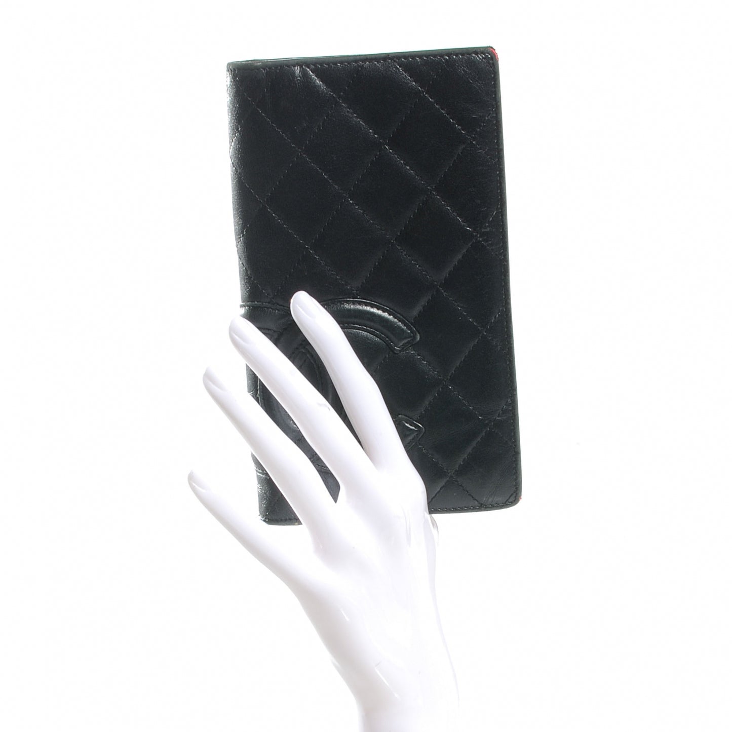 Calfskin Quilted Cambon Yen Wallet Black