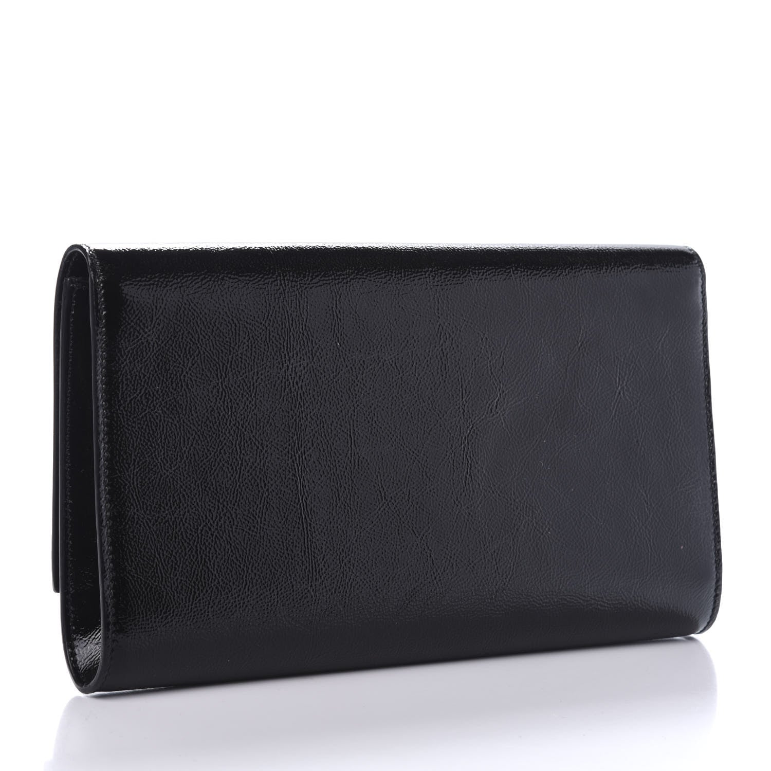 Saint Laurent Textured Patent Monogram Large Belle De Jour Clutch Black 3 of 9