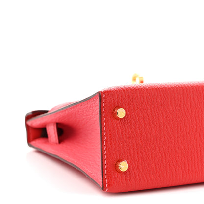 Hermes Chevre Mysore Horseshoe Mini Kelly Sellier 20 Rouge De Coeur Rose Lipstick 9 of 10