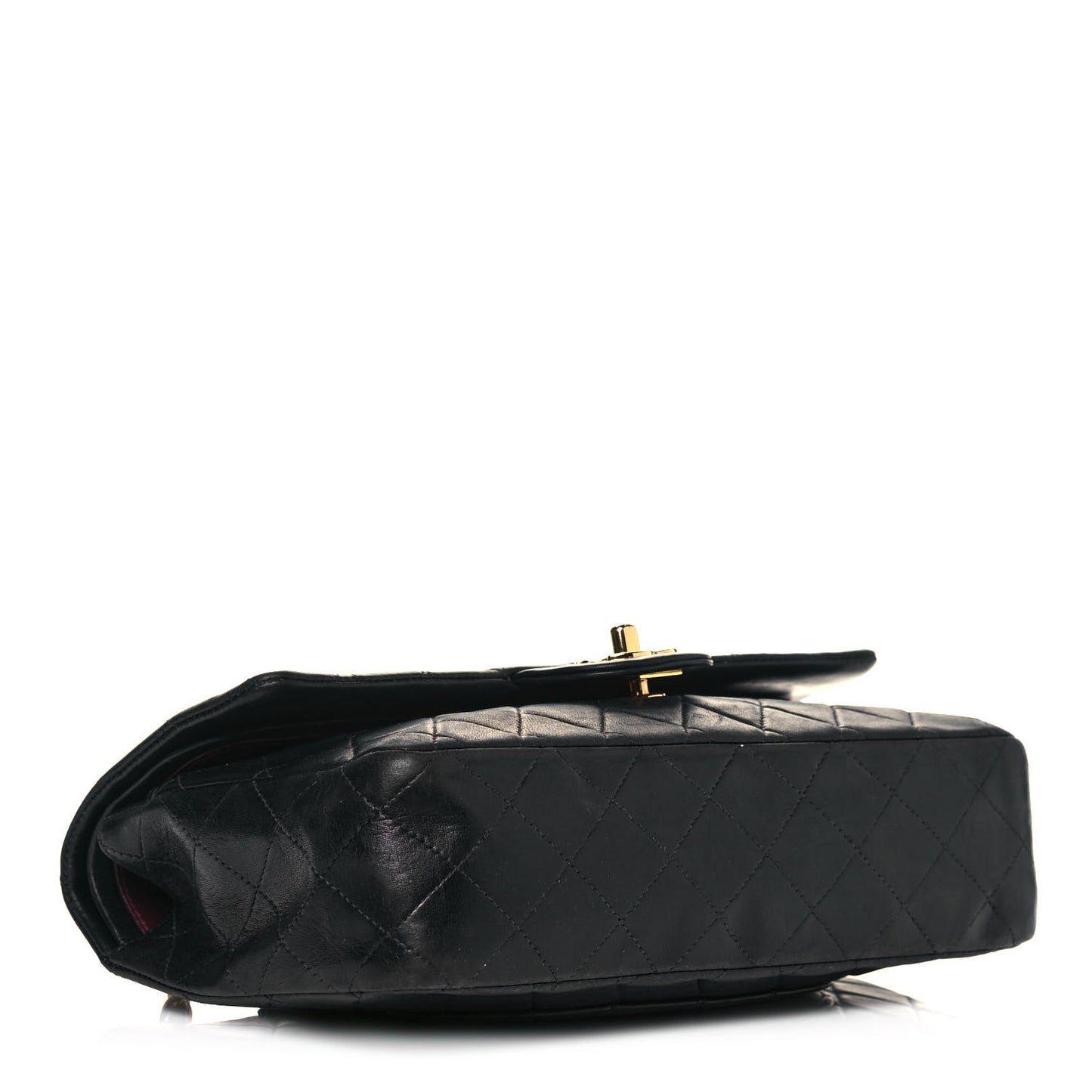 Lambskin Quilted Medium Double Flap Black