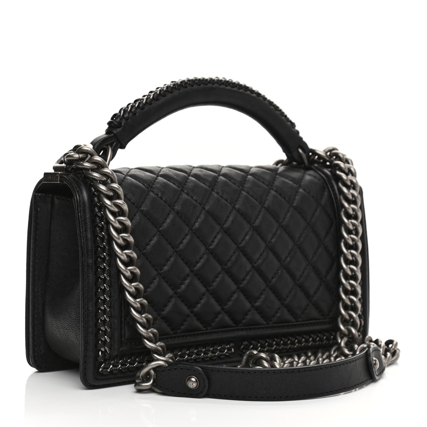 Chanel Goatskin Quilted Medium Boy Handle Flap Black 2 of 10