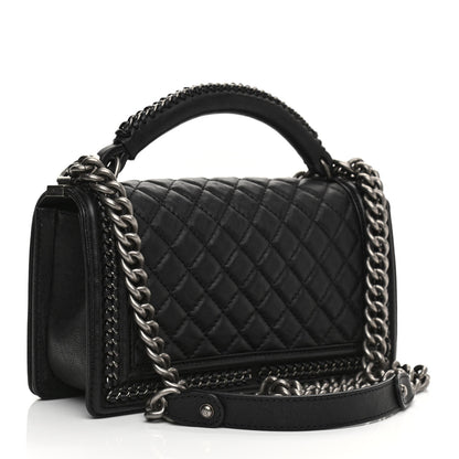 Chanel Goatskin Quilted Medium Boy Handle Flap Black 2 of 10