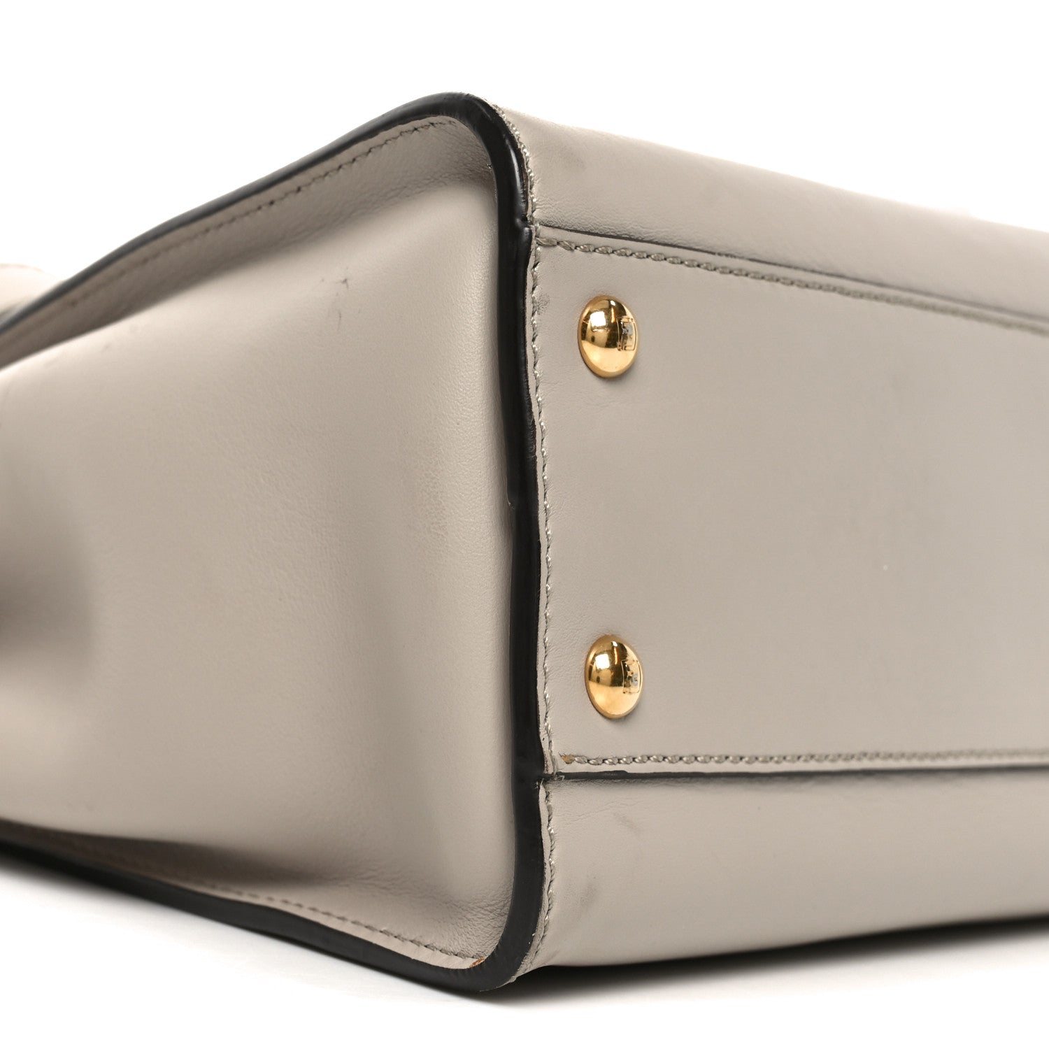 Fendi Vitello Seta Shiny Nappa Medium Peekaboo Iconic Satchel Grigio Polvere Bois de Rose 9 of 10