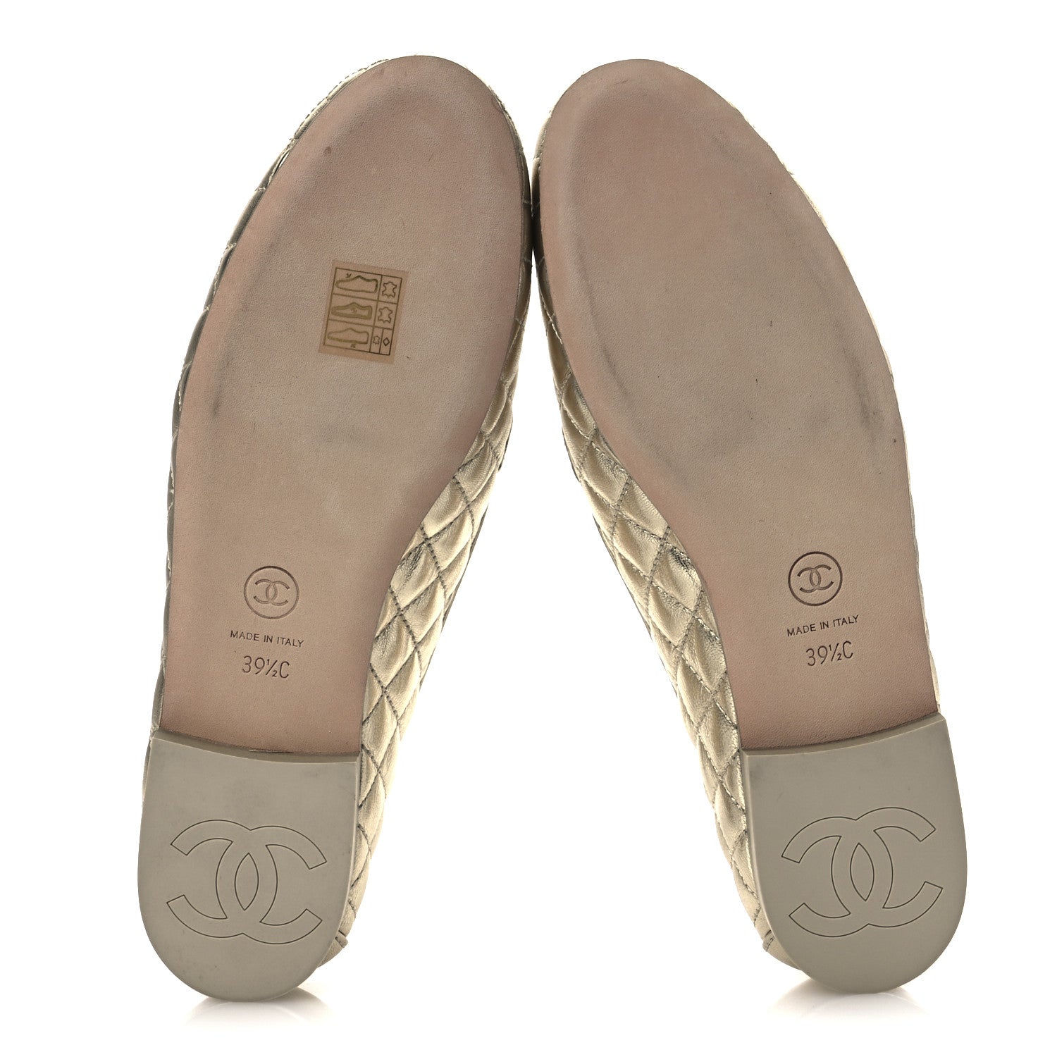 Chanel Metallic Lambskin Quilted Womens Chain CC Loafers 39.5 Gold 7 of 11