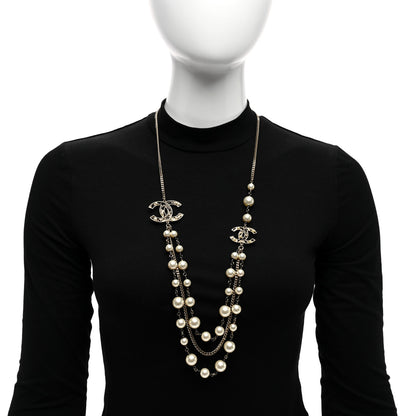 Chanel Pearl CC Multi Strand Necklace Gold 2 of 4