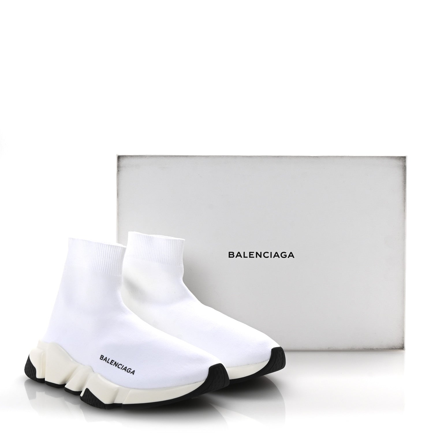 Balenciaga Neoprene Knit Womens Speed Sneakers 38 White 9 of 9