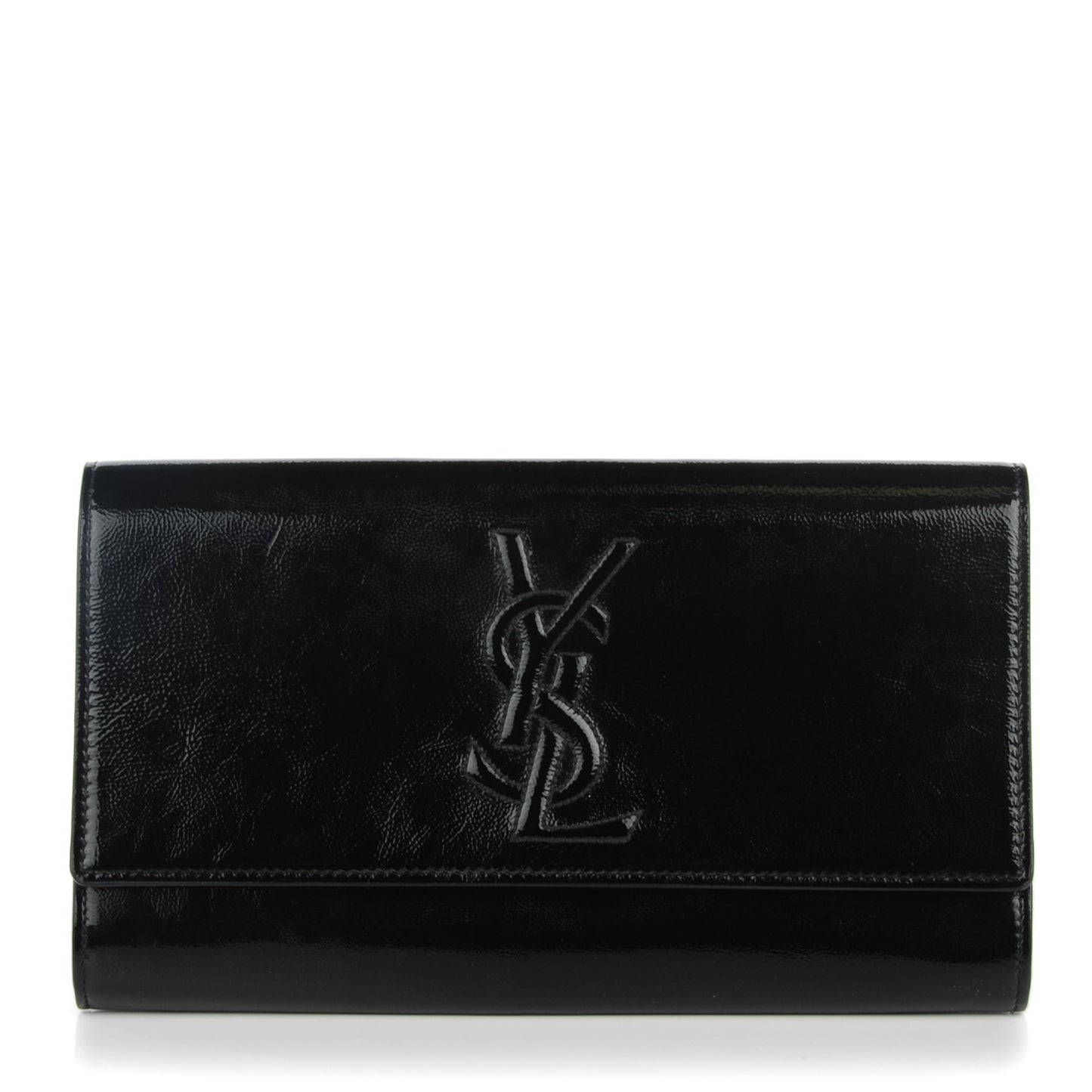 Textured Patent Monogram Large Belle De Jour Clutch Black