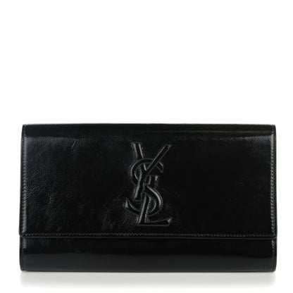 Saint Laurent Textured Patent Monogram Large Belle De Jour Clutch Black 1 of 7