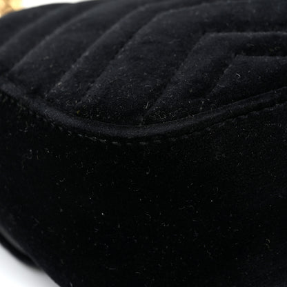 Gucci Velvet Matelasse Mini GG Marmont Shoulder Bag Black 14 of 17
