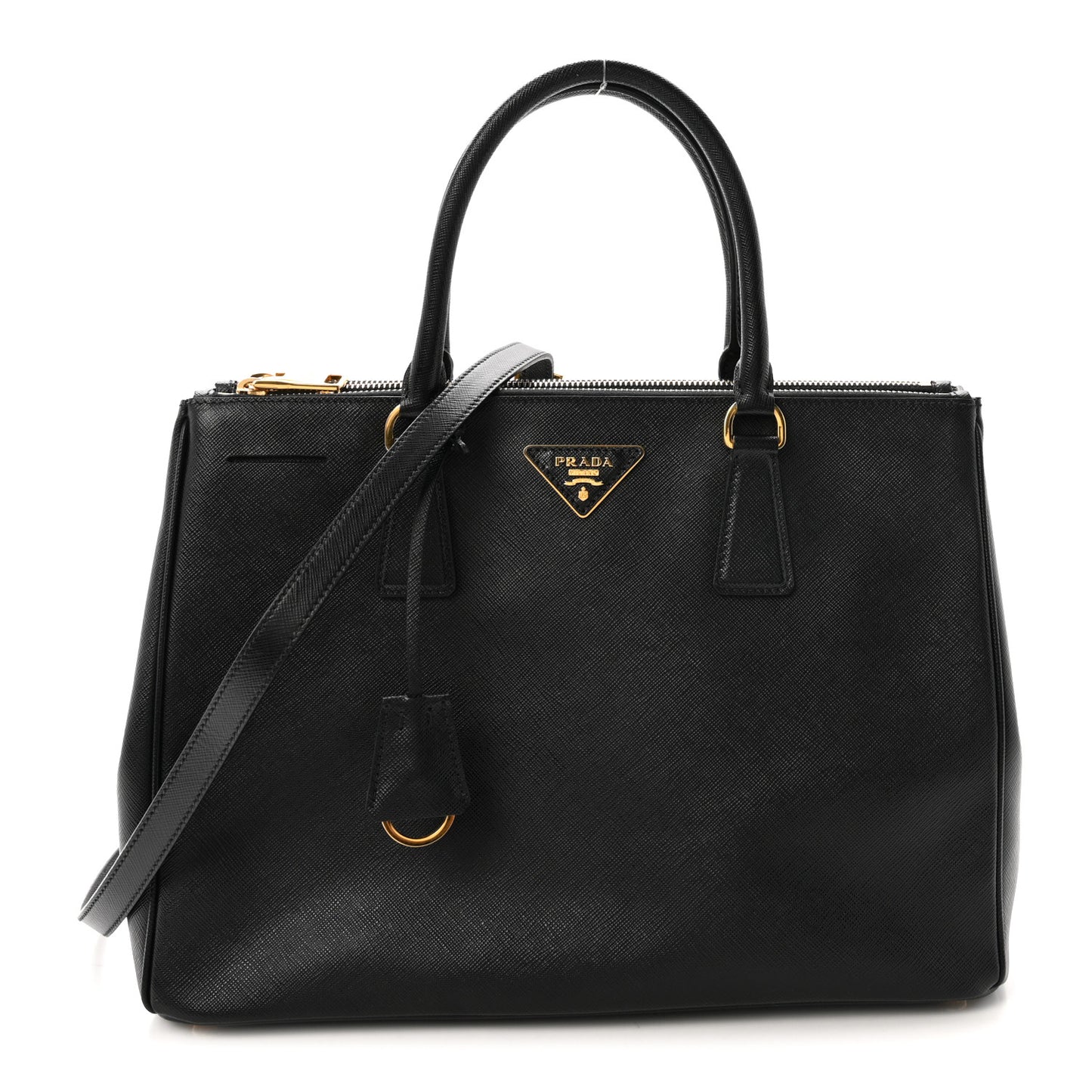 Saffiano Medium Galleria Double Zip Tote Black