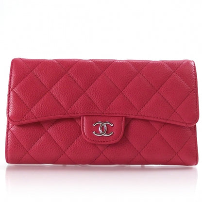 Chanel Caviar Quilted Tri-Fold Wallet Fuchsia 1 of 8