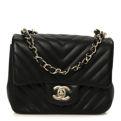 Chanel Lambskin Chevron Quilted Mini Square Flap Black 1 of 11