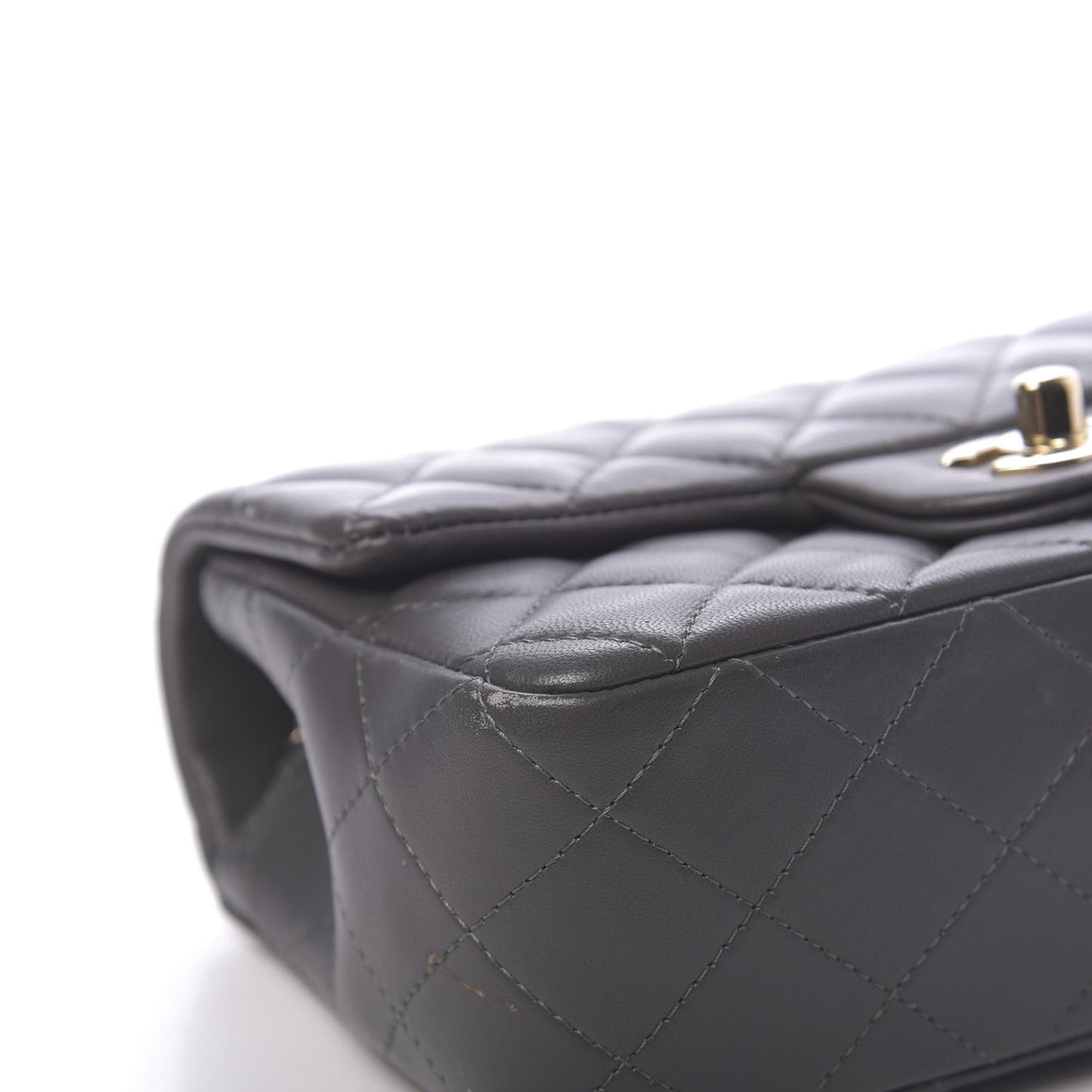 Lambskin Quilted Mini Rectangular Flap Grey