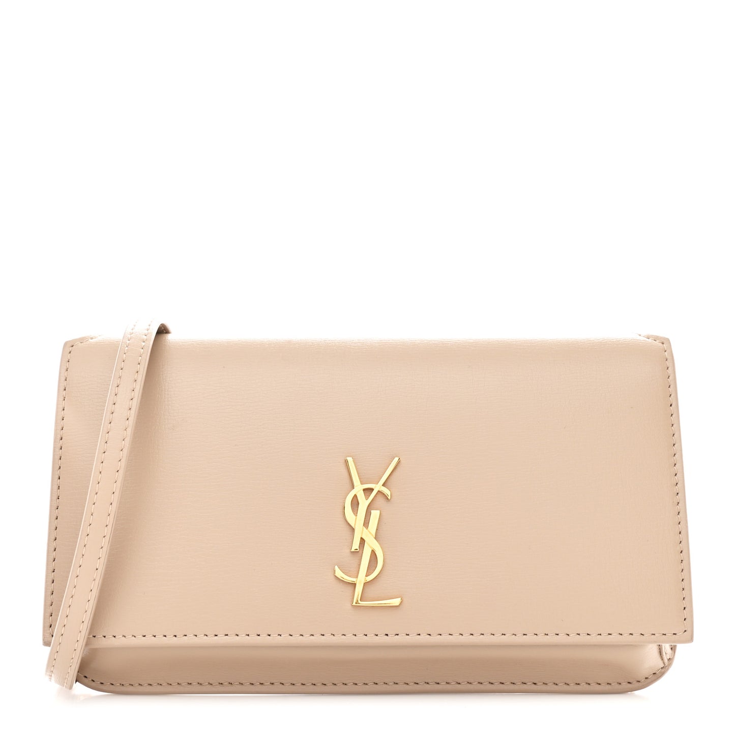 Smooth Calfskin Monogram Phone Holder Crossbody Dark Beige