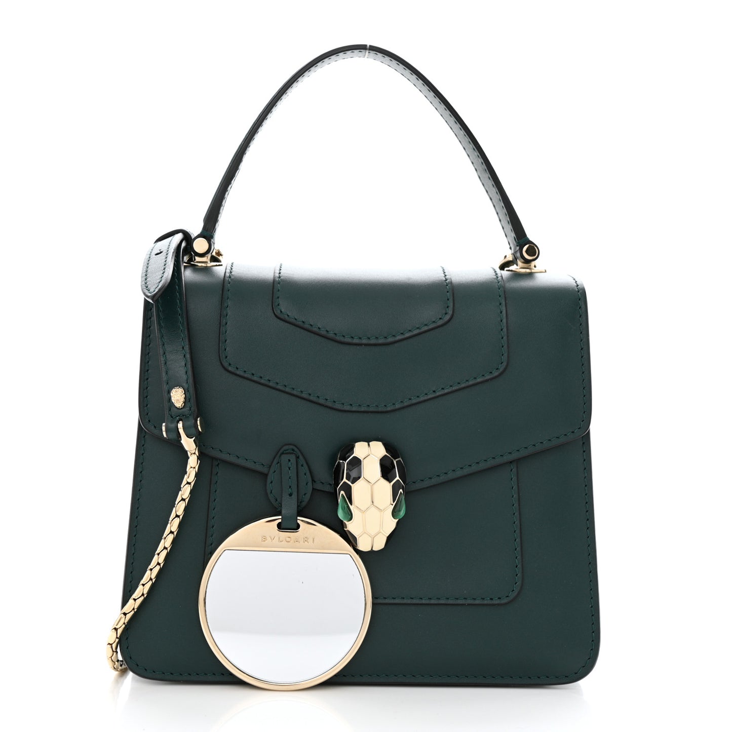Calfskin Serpenti Forever Top Handle Emerald Green