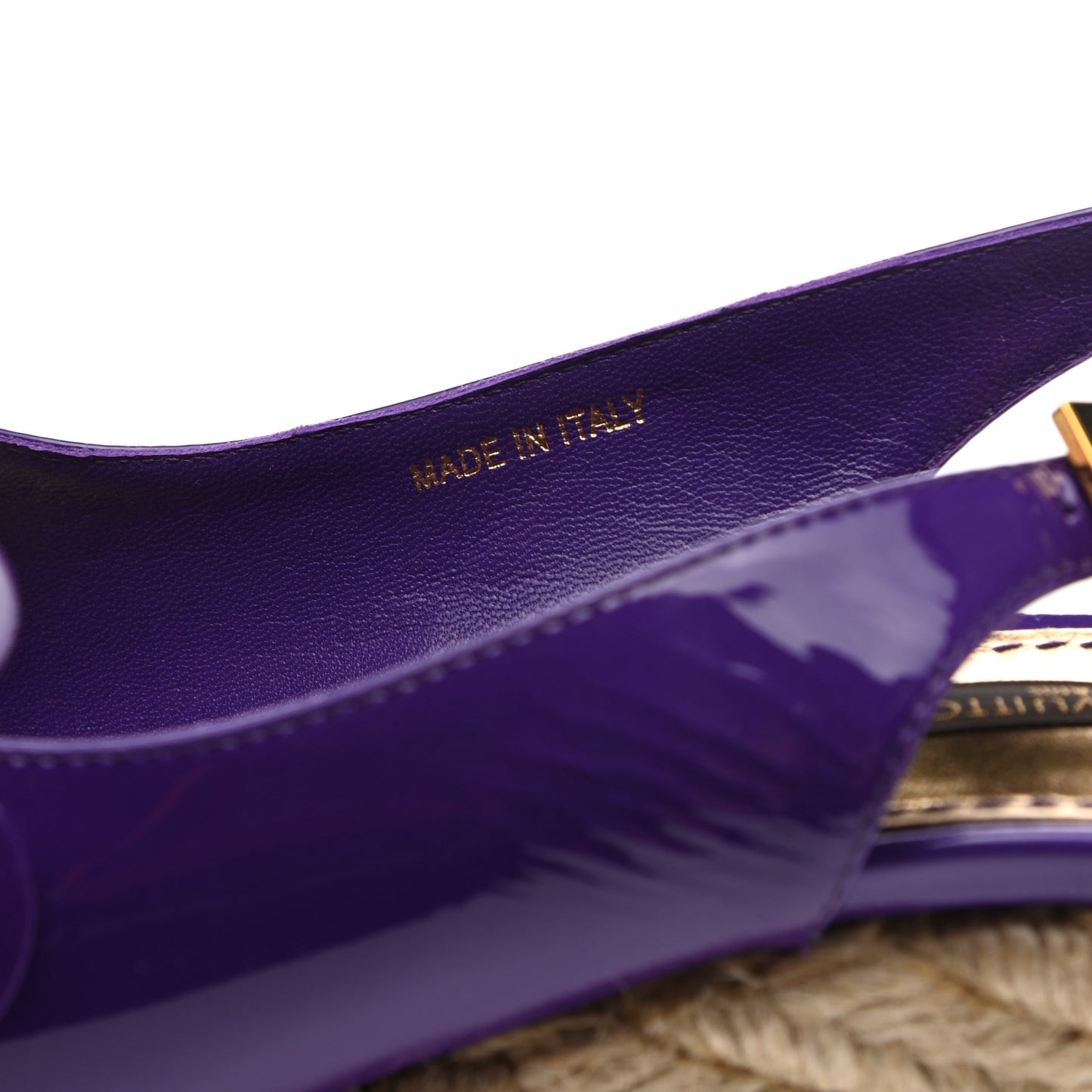 Patent Open Toe Espadrille Wedges 37 Purple