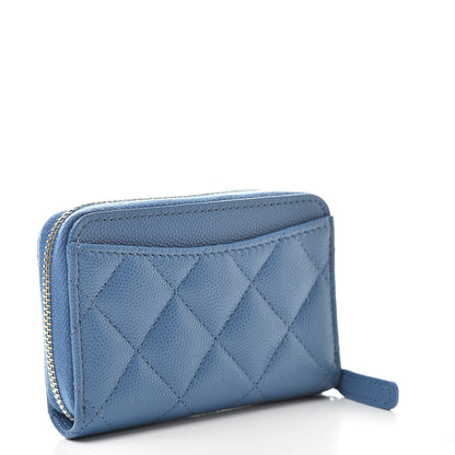 Chanel Caviar Quilted Zip Coin Purse Blue 3 of 8