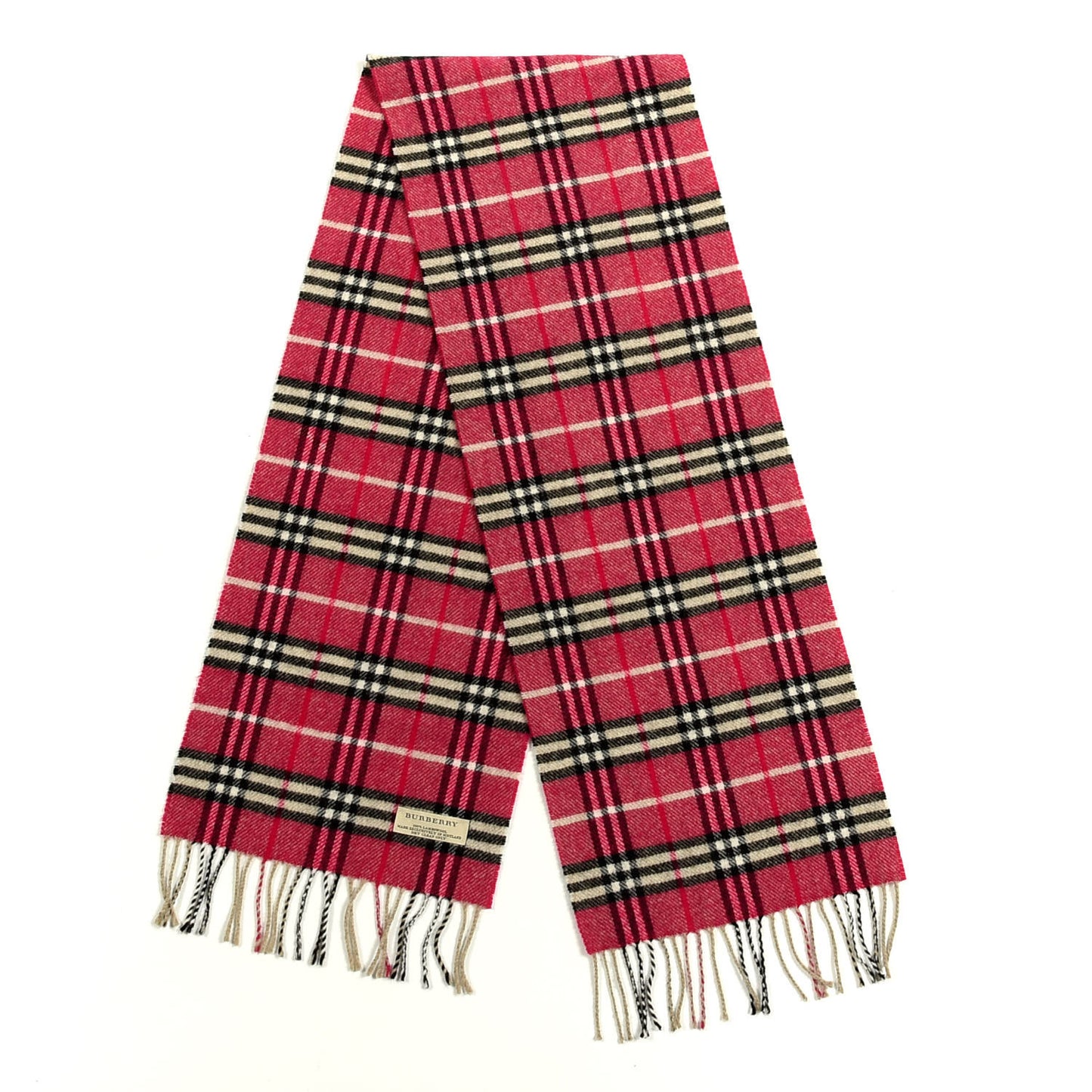 Lambswool Check Fringe Scarf Pink