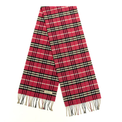 Burberry Lambswool Check Fringe Scarf Pink 2 of 3
