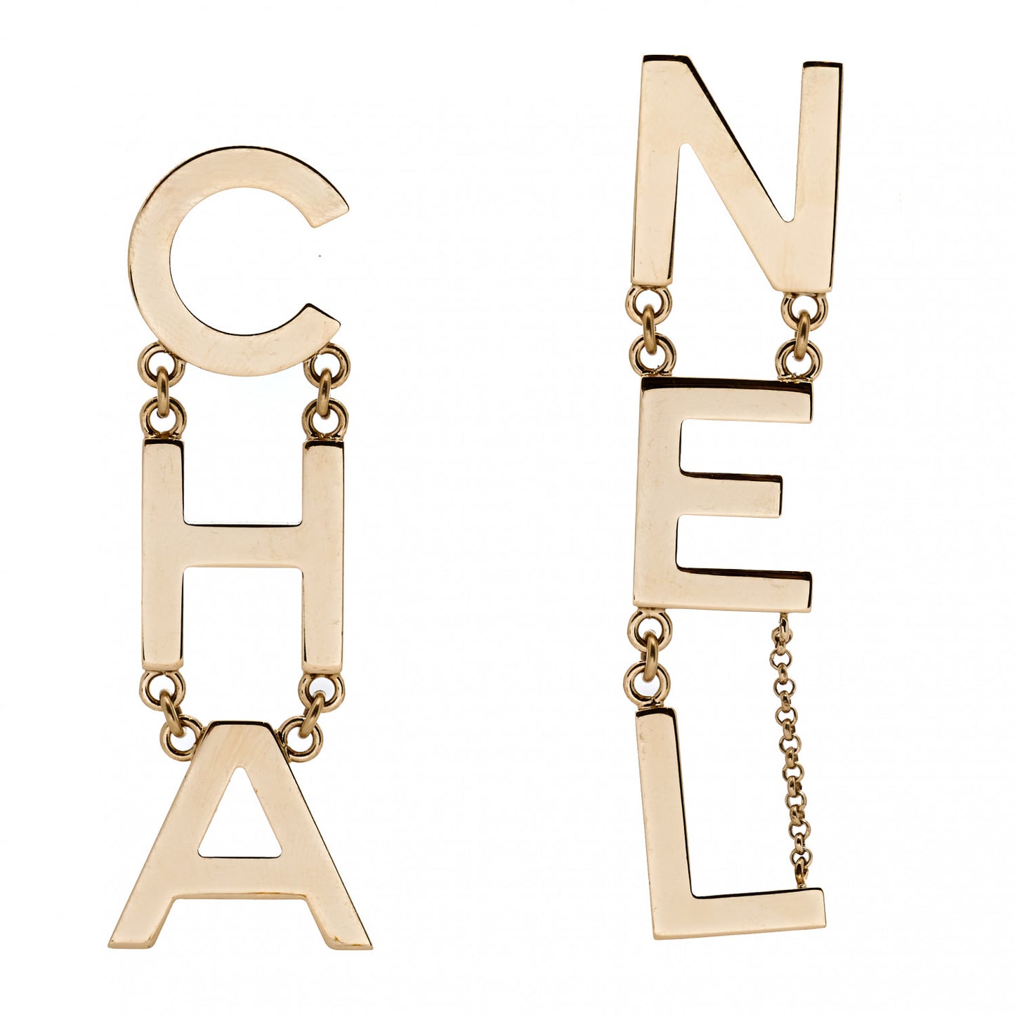 Metal Cha-Nel Logo Drop Earrings