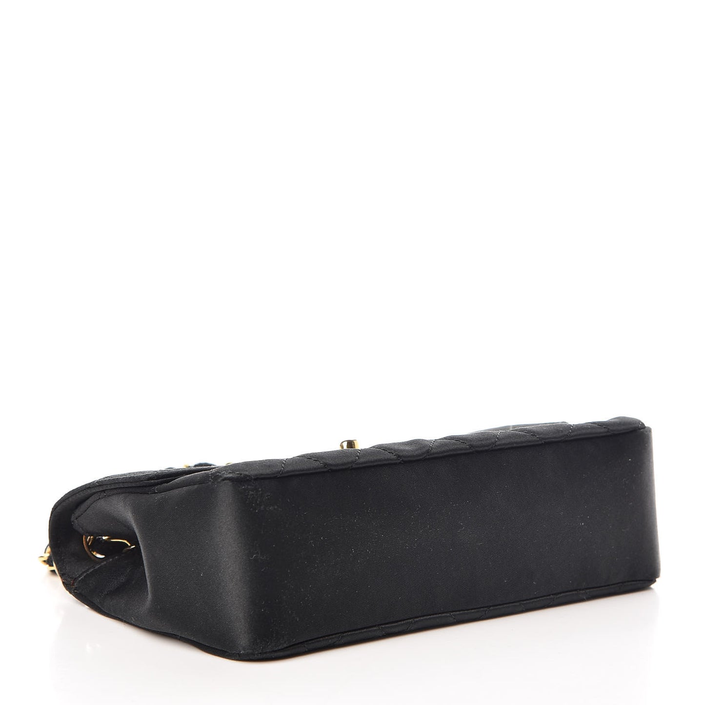 Satin Quilted Mini Flap Black