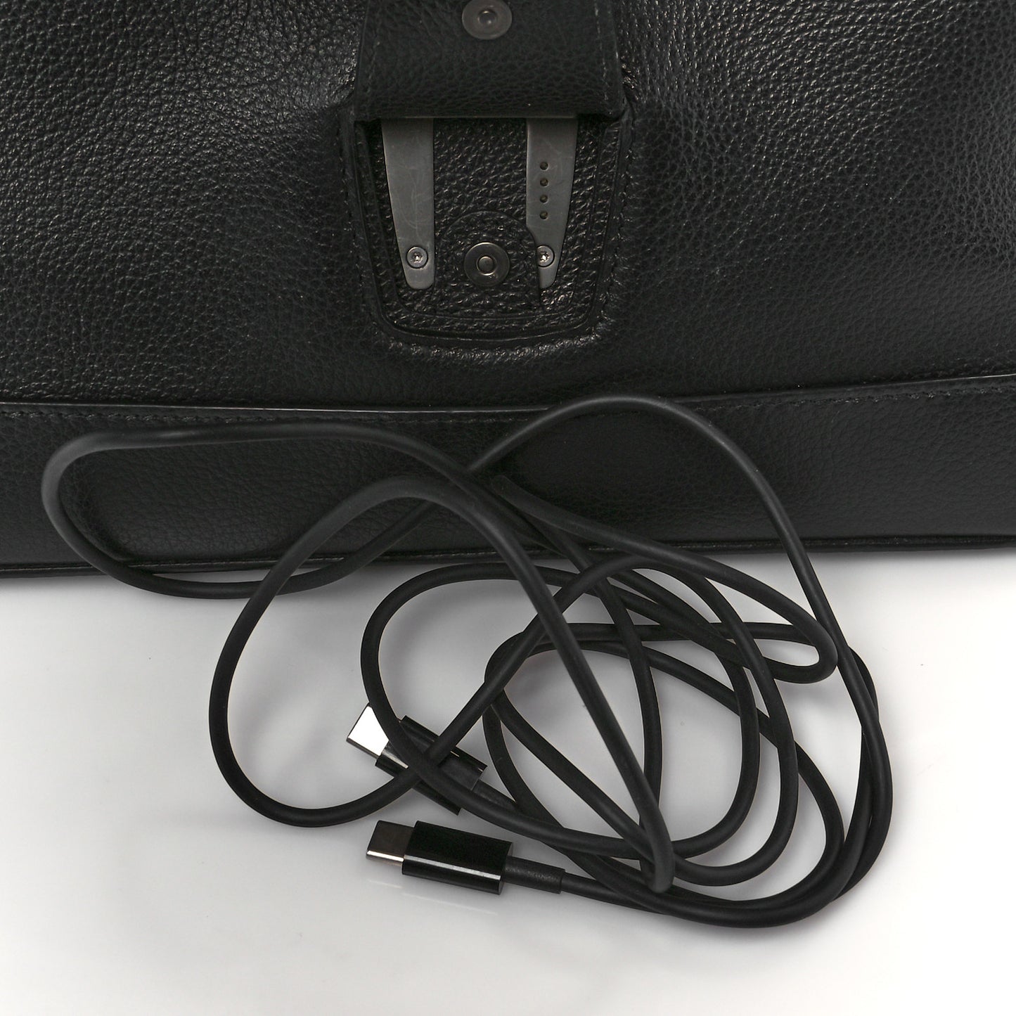 Calfskin LED Logo Projector Top Handle Bag Black