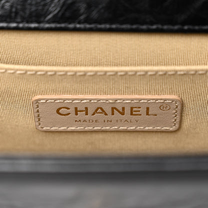 Chanel Crumpled Calfskin Chevron Chain Medium Boy Flap Black 6 of 10