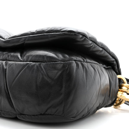 Prada Nappa Soft Padded Logo Embossed Triangle Quilted Small Shoulder Bag Black 10 of 10