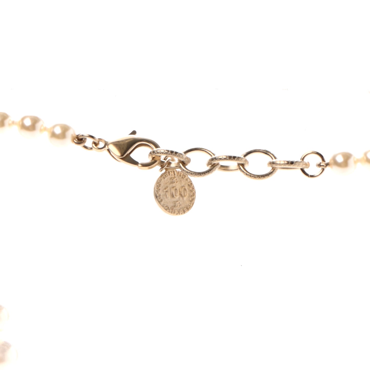 Pearl CC 100th Anniversary Necklace Light Gold