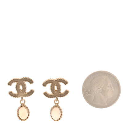 Chanel CC Crystal Drop Earrings Matte Gold 2 of 5