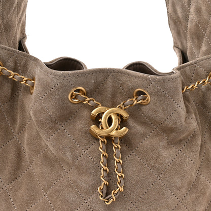 Chanel Suede Quilted Small Chanel 25 Handbag Dark Grey 8 of 12