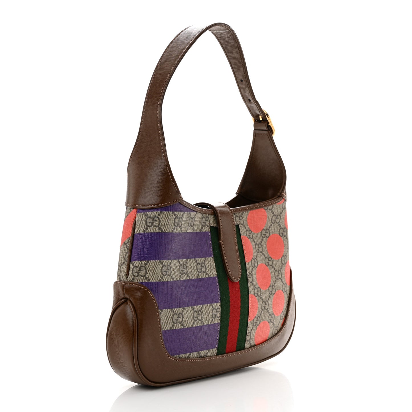 GG Supreme Monogram Azalea Calfskin Print Web Small Jackie 1961 Hobo Multicolor