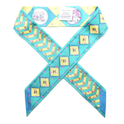 Hermes Silk Colliers Et Chiens Twilly Menthol Jaune Rose 1 of 4