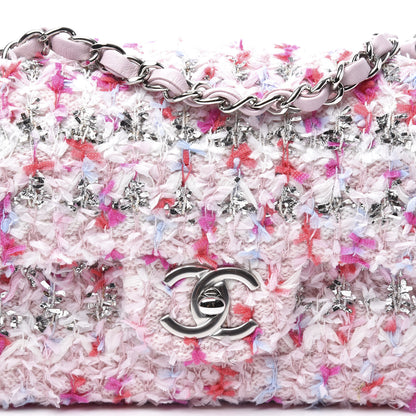 Chanel Tweed Quilted Mini Rectangular Flap Light Pink Silver Blue 9 of 10
