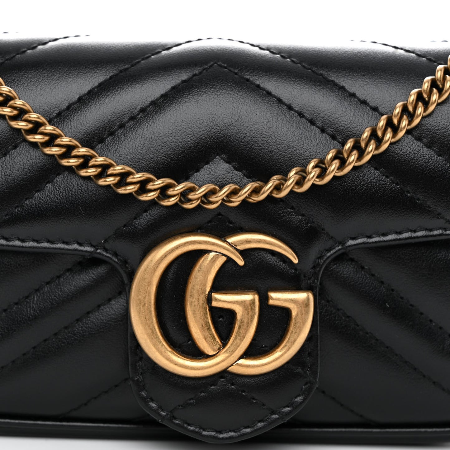 Calfskin Matelasse Super Mini GG Marmont Shoulder Bag Black