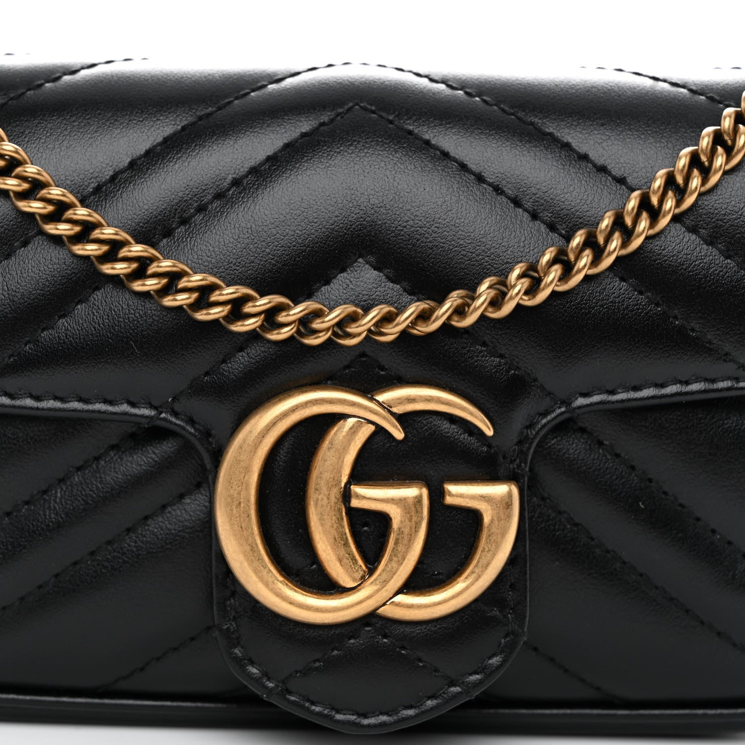 Gucci Calfskin Matelasse Super Mini GG Marmont Shoulder Bag Black 8 of 10