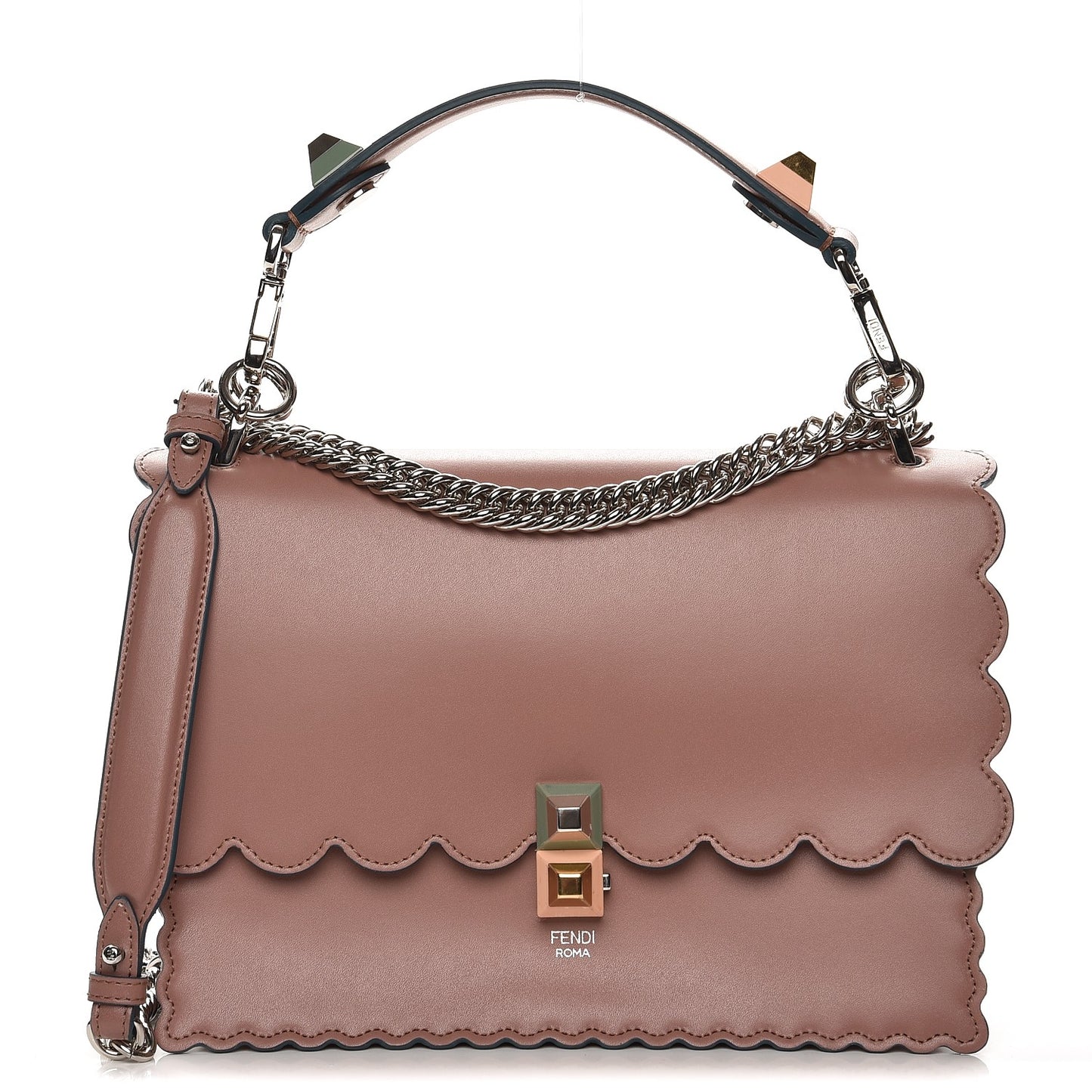 Vitello Liberty Scalloped Studded Kan I Shoulder Bag English Rose