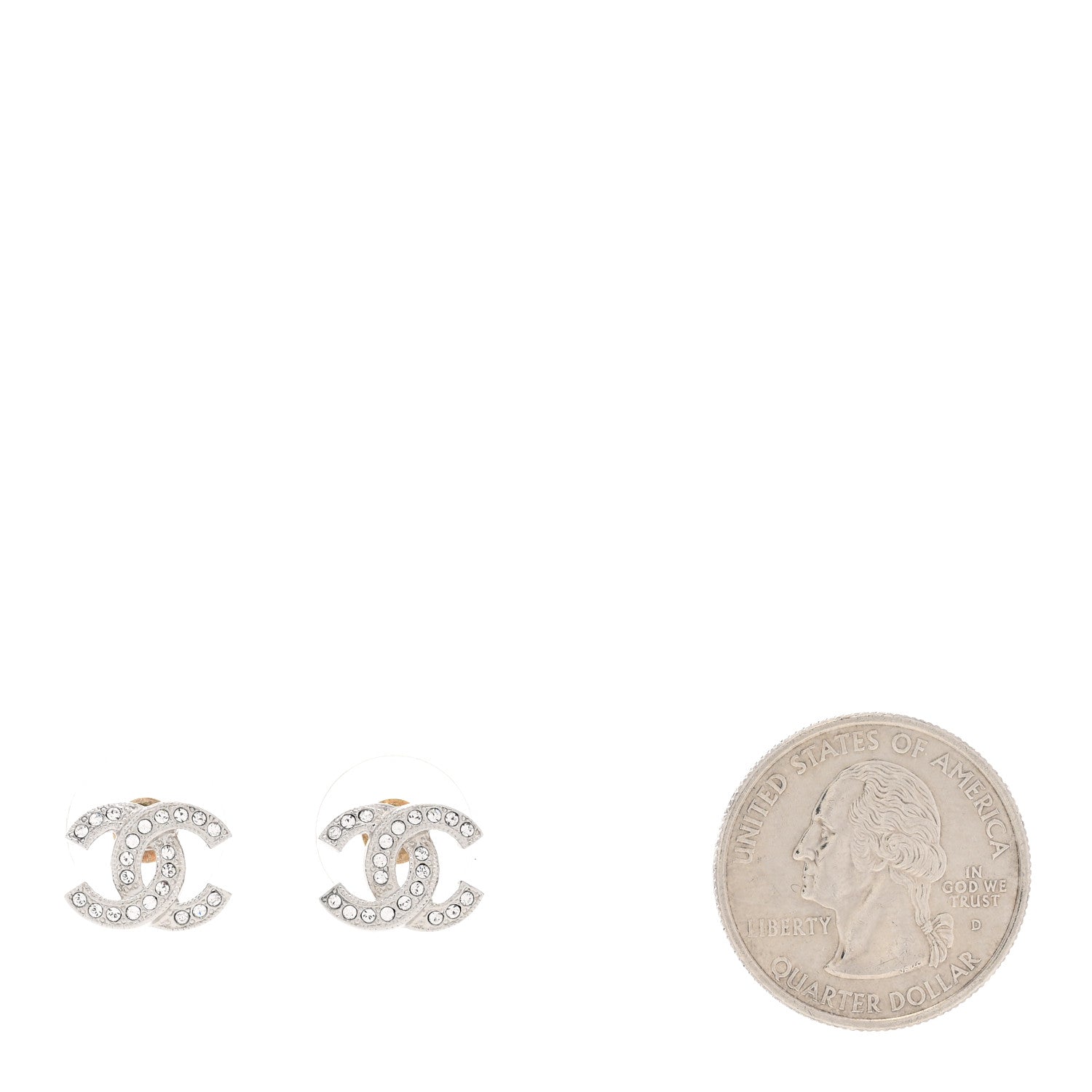 Chanel Crystal CC Earrings Silver 2 of 5