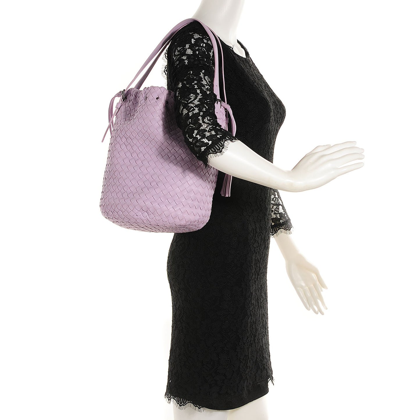 Nappa Intrecciato Drawstring Tassel Bucket Parme