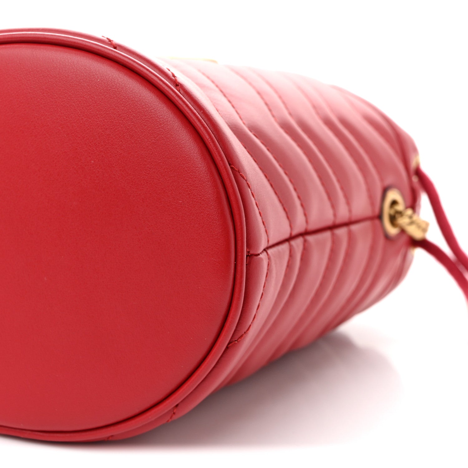 Gucci Calfskin Matelasse Mini GG Marmont 2.0 Bucket Bag Hibiscus Red 10 of 11