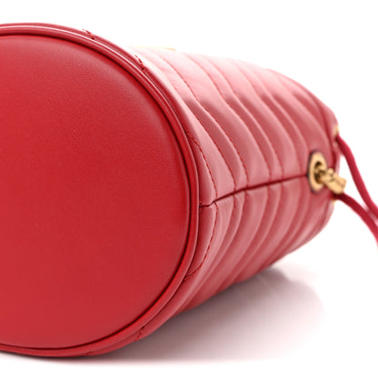 Gucci Calfskin Matelasse Mini GG Marmont 2.0 Bucket Bag Hibiscus Red 10 of 11