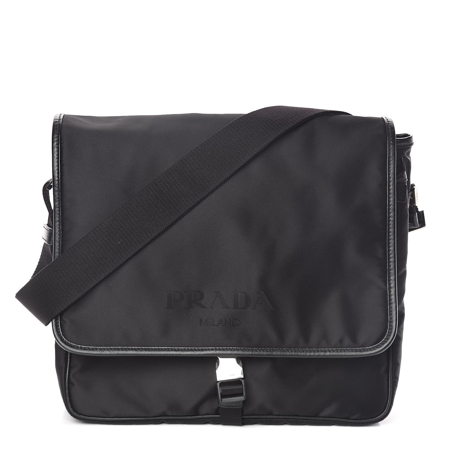 Tessuto Nylon Saffiano Messenger Satchel Black