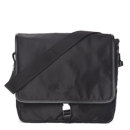 Prada Tessuto Nylon Saffiano Messenger Satchel Black 1 of 8