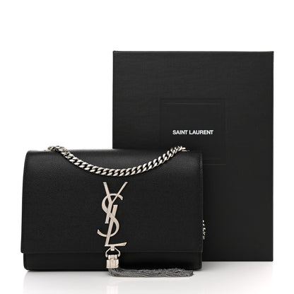 Saint Laurent Grain De Poudre Small Classic Monogram Kate Tassel Satchel Black 11 of 11