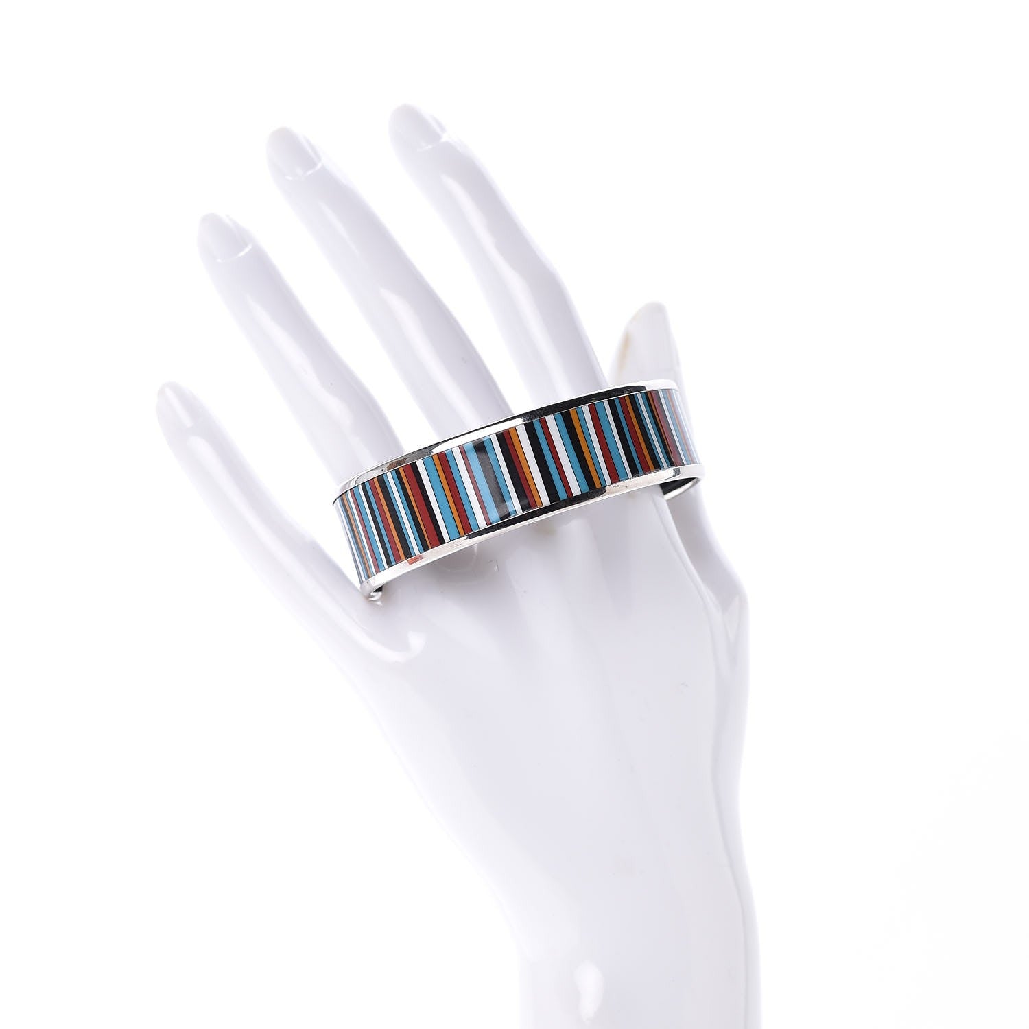 Hermes Enamel Printed Stripes Wide Bracelet 62 2 of 6