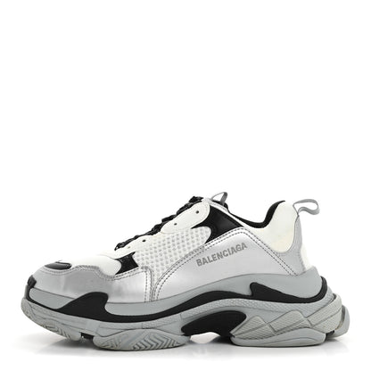 Balenciaga Metallic Fabric Mesh Mens Triple S Sneakers 10 Grey Dark Grey Black 1 of 19