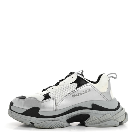 Metallic Fabric Mesh Mens Triple S Sneakers 10 Grey Dark Grey Black