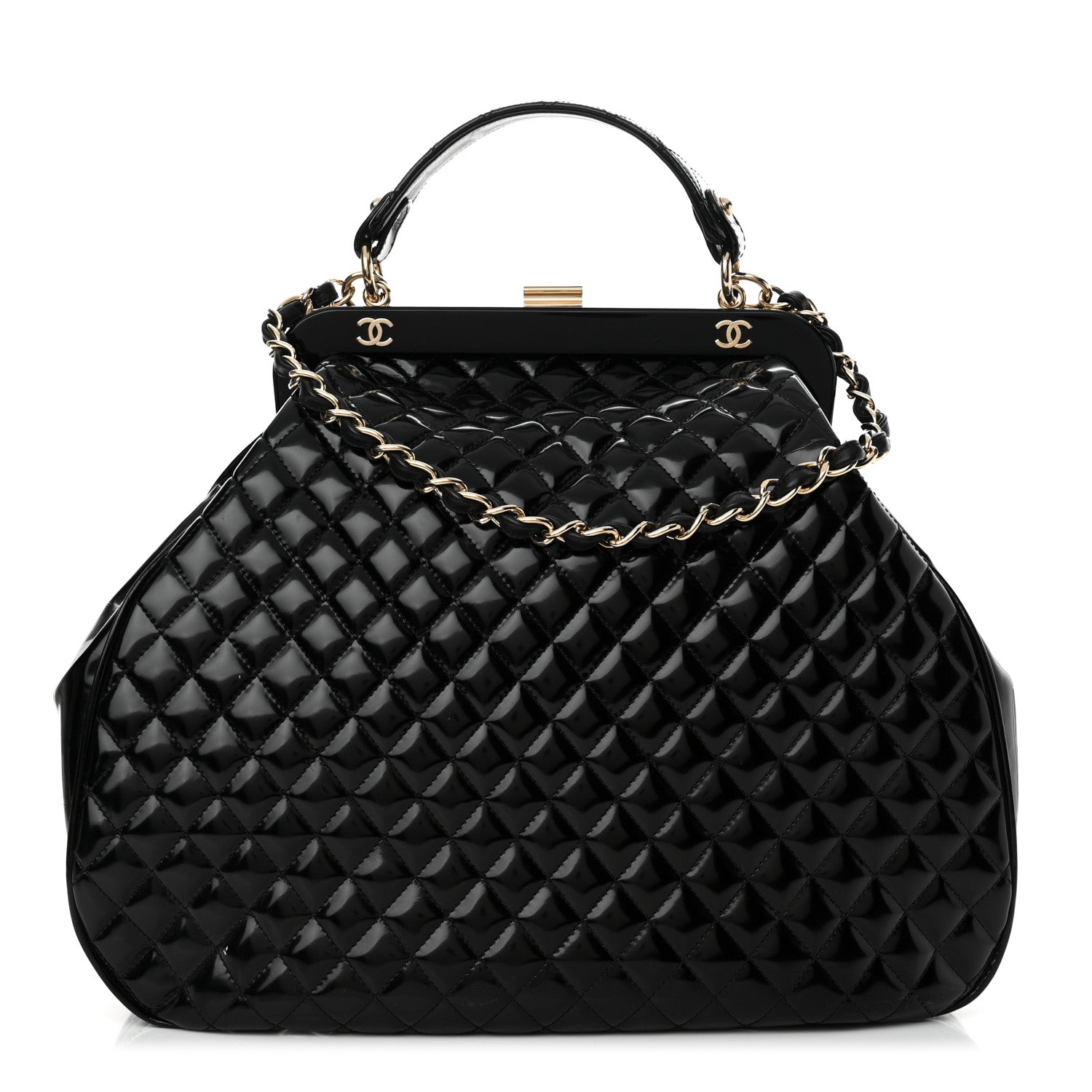 Chanel Glazed Calfskin Quilted Mademoiselle Large Frame Bag Black 1 of 14